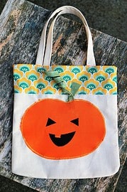Tasche für Halloween nähen | Kürbis Applikation