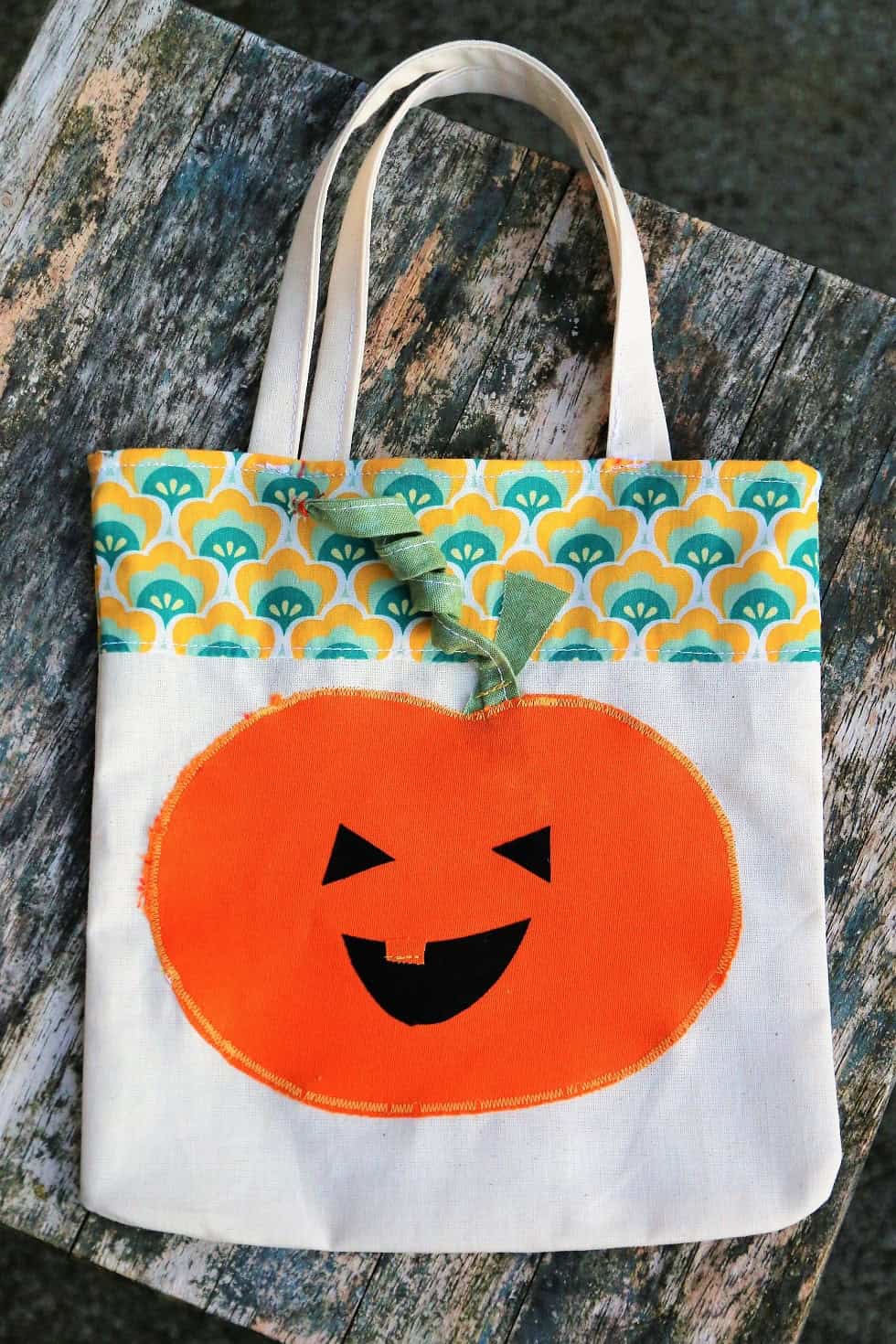 Tasche für Halloween nähen | Kürbis Applikation