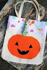 Tasche für Halloween nähen | Kürbis Applikation