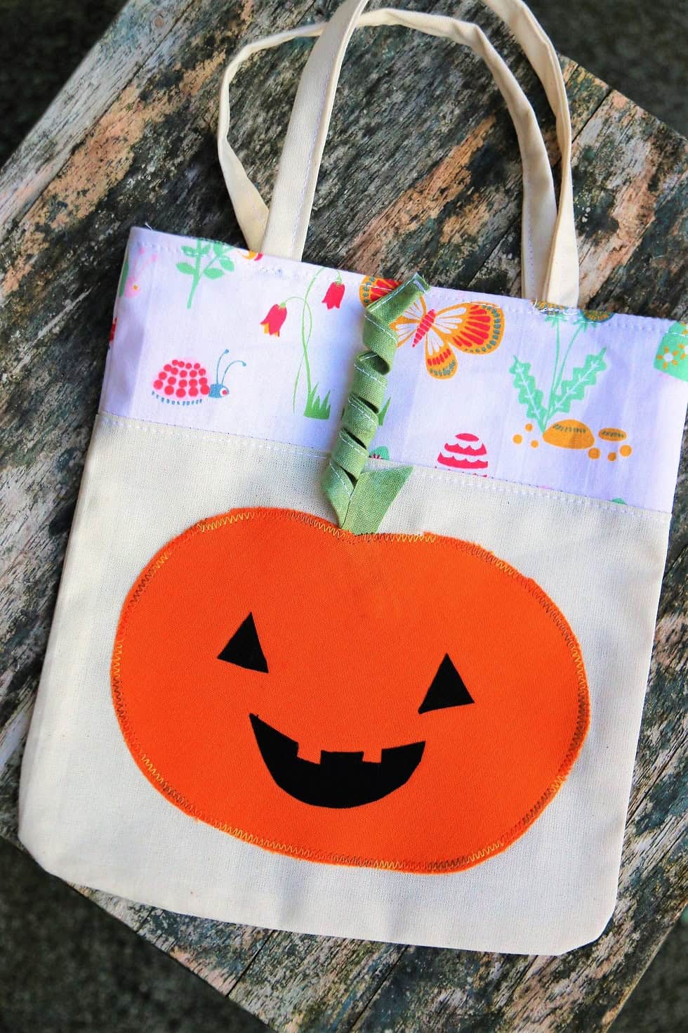 Tasche für Halloween nähen | Kürbis Applikation