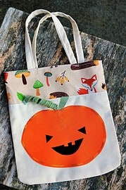 Tasche für Halloween nähen | Kürbis Applikation