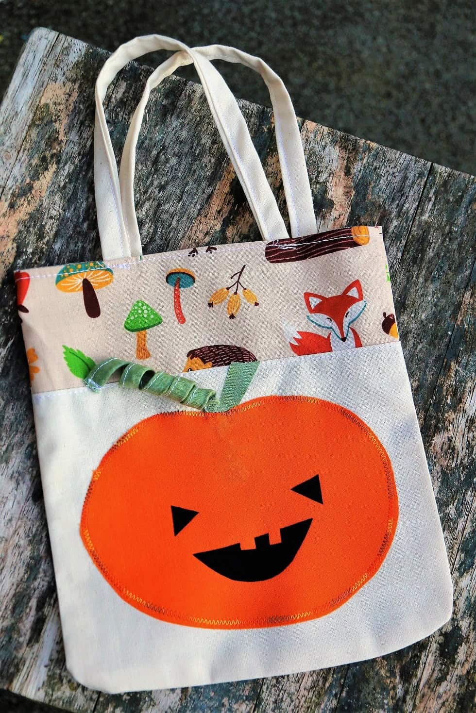 Tasche für Halloween nähen | Kürbis Applikation