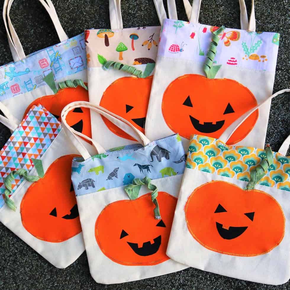 Tasche für Halloween nähen | Kürbis Applikation