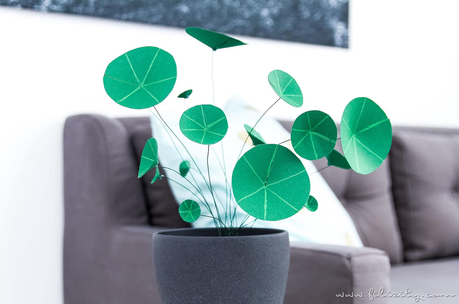 Chinesischer Geldbaum (Pilea) aus Papier