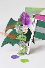 zuckersüße Einladung für die Ritter/Drachenparty
