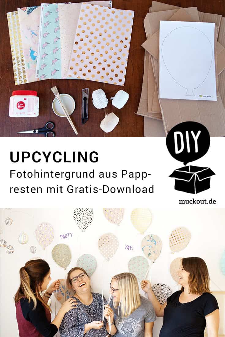 DIY-Fotohintergrund mit bunten Papp-Luftballons mit Druckvorlage