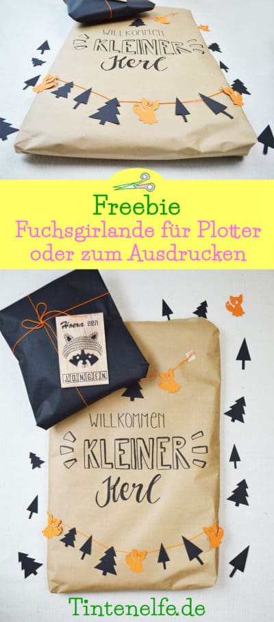 Geschenk zur Geburt verpacken plus Freebie Fuchsgirlande