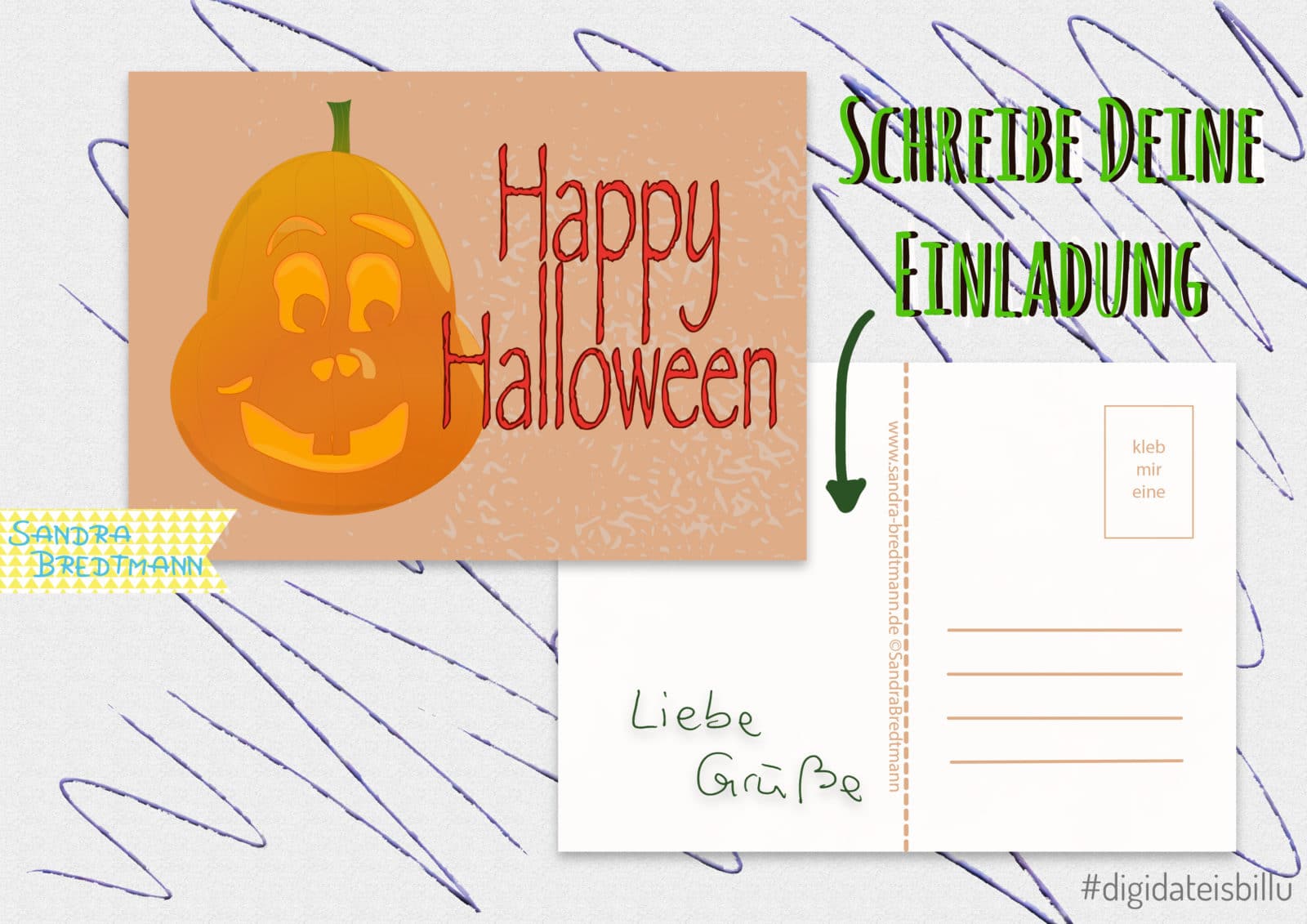 Postkarte Halloween Als Kostenlose Digitale Datei Zum Ausdrucken Und Verschicken Handmade Kultur
