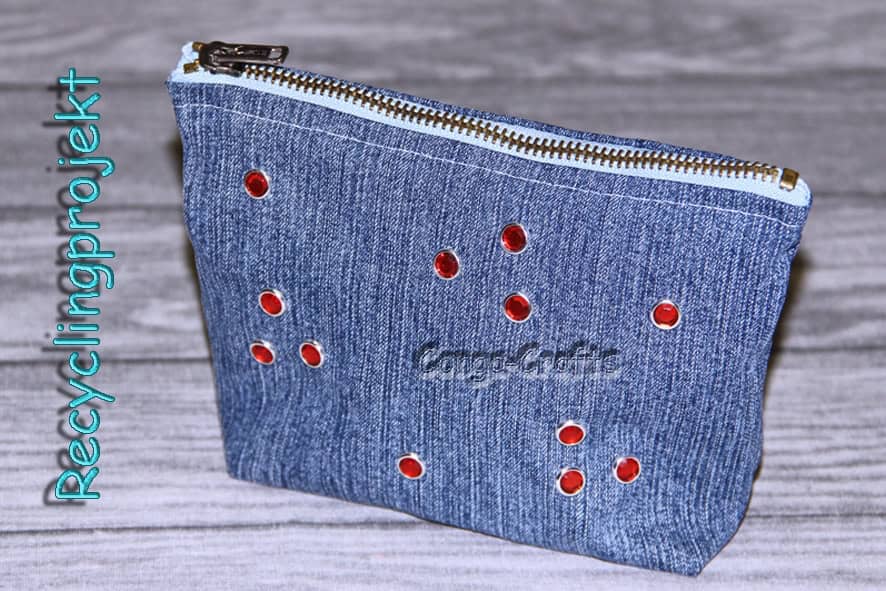Täschchen mit RV aus alter Jeans nähen, Recyclingprojekt