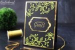 Grußkarte in Schwarz, Gold und Olivgrün