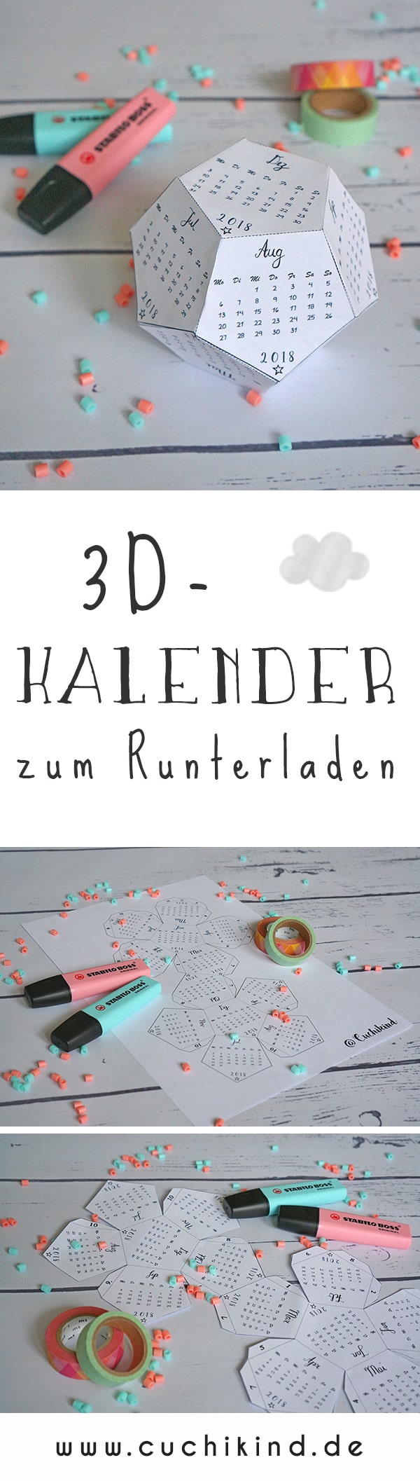 3D-Kalender 2018 zum Ausdrucken