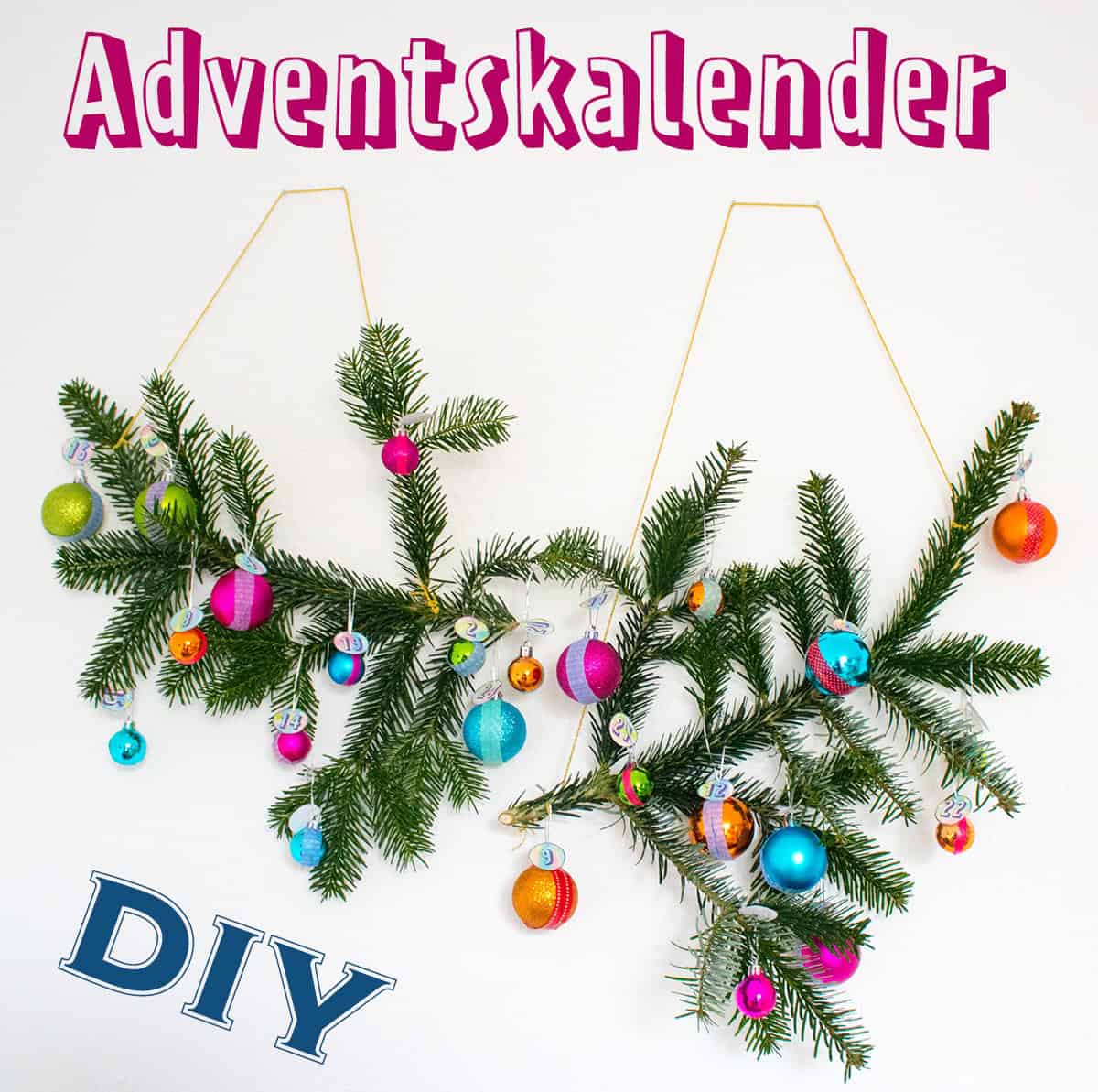 Adventskalender aus Weihnachtskugeln