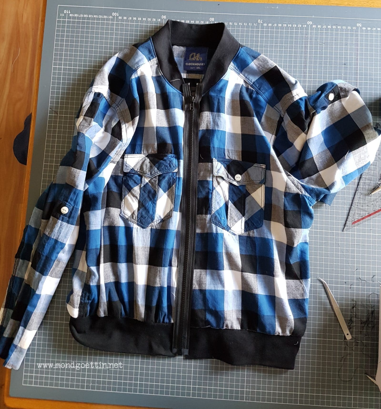 Blouson genäht aus Flanellhemd