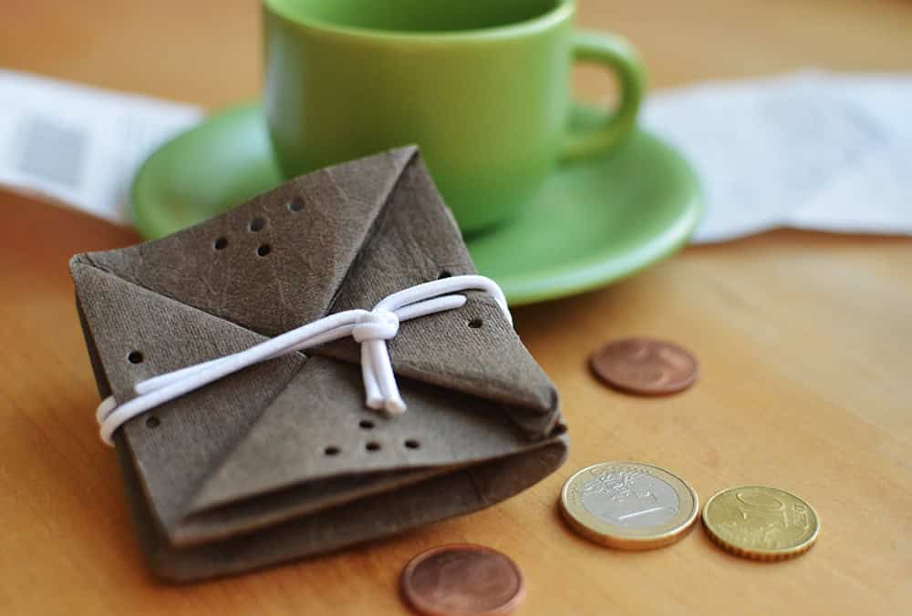 Origami-Geldbörse aus veganem Leder