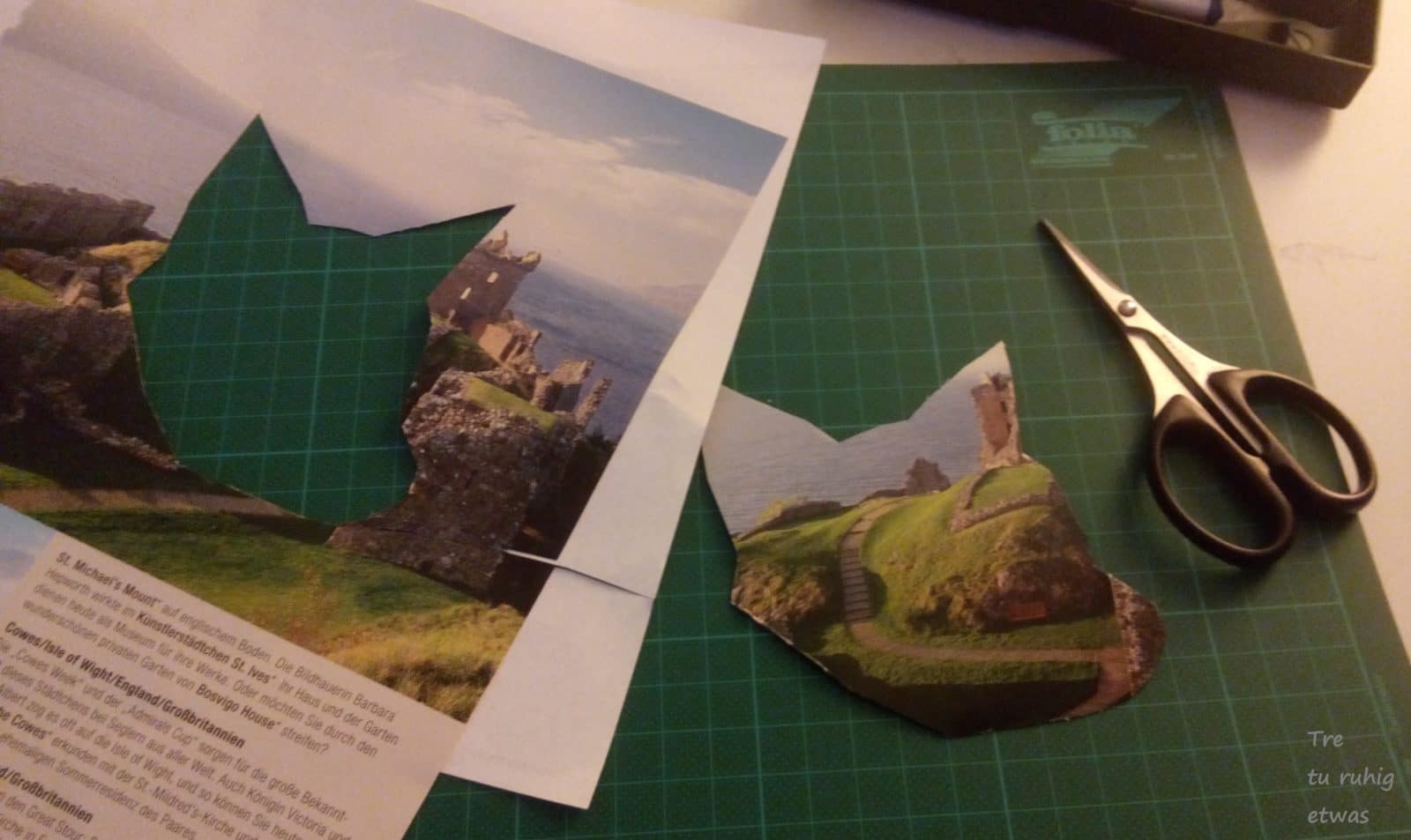 Geometrischer Fuchs / Fuchskopf Collage als Wandbild basteln