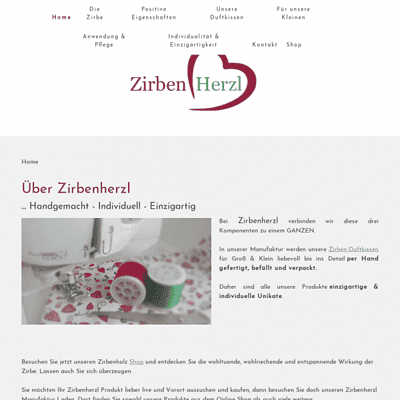 Home - Manufaktur für Zirbenkissen - handgemacht, individuell; einzigartig für Groß & Klein