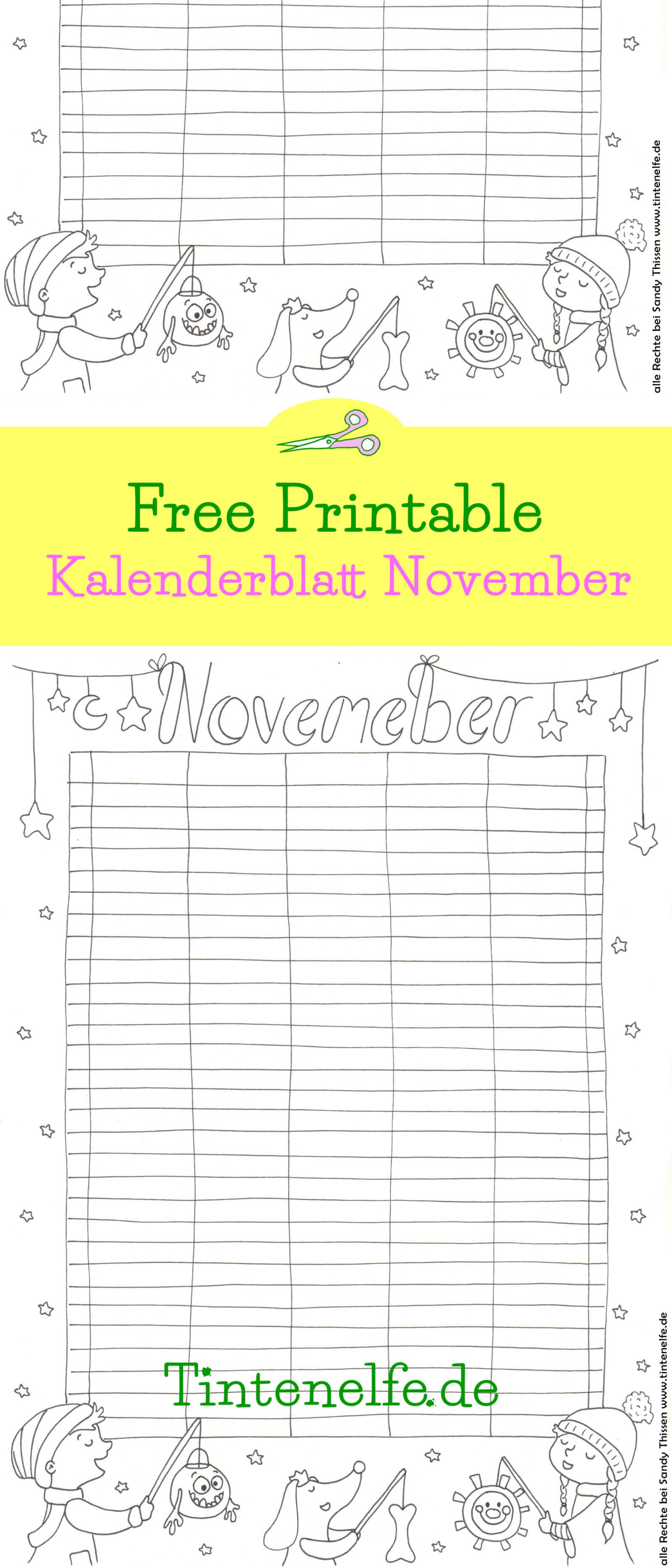 Kalenderblatt November zum Ausdrucken und Ausmalen