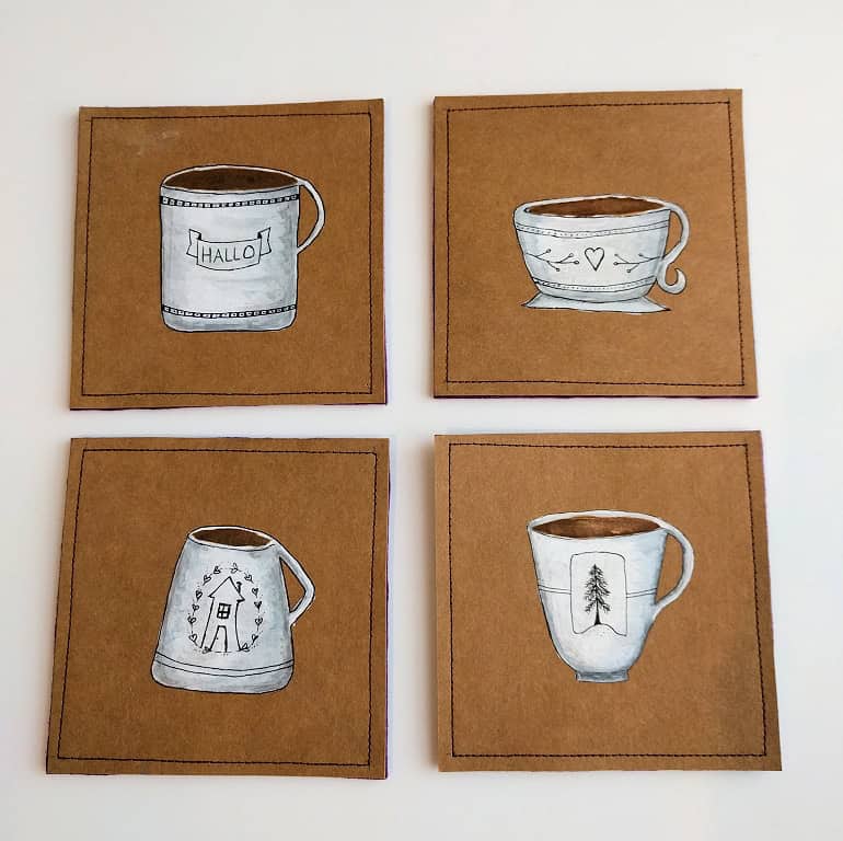 DIY – bemalte Tassenuntersetzer