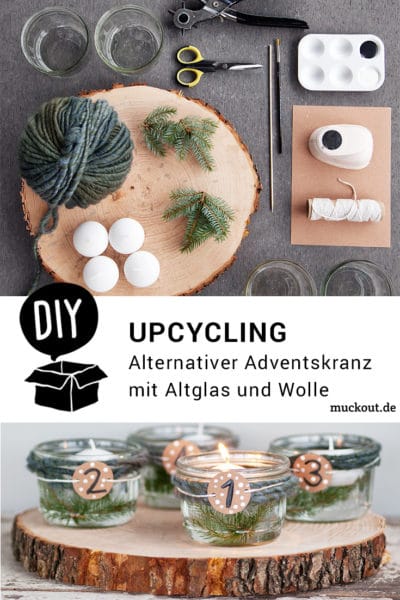 DIY-Idee: Alternativer Upcycling-Adventskranz mit Altglas