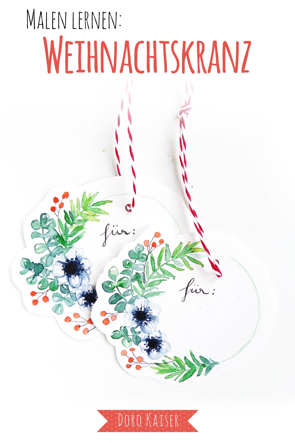 Geschenkanhänger mit Weihnachtskranz
