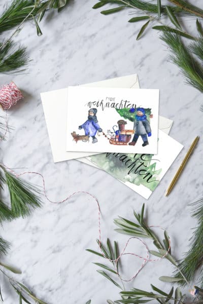 3 kostenlose Printables für Weihnachtspost