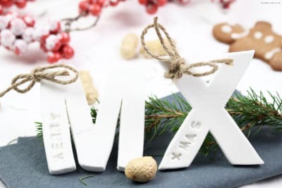 DIY weihnachtliche Fimo Namensschilder
