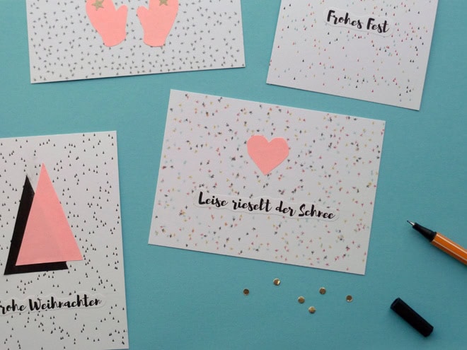 DIY Weihnachtskarten // Collagen aus Icons und Text (mit Druckvorlage)
