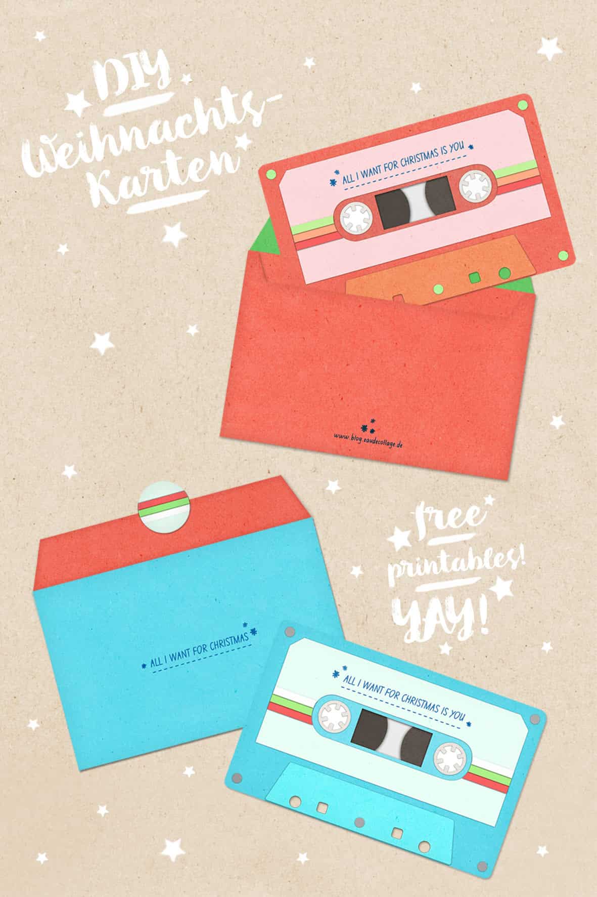 DIY WEIHNACHTSKARTE RETRO-KASSETTE *FREE PRINTABLE*