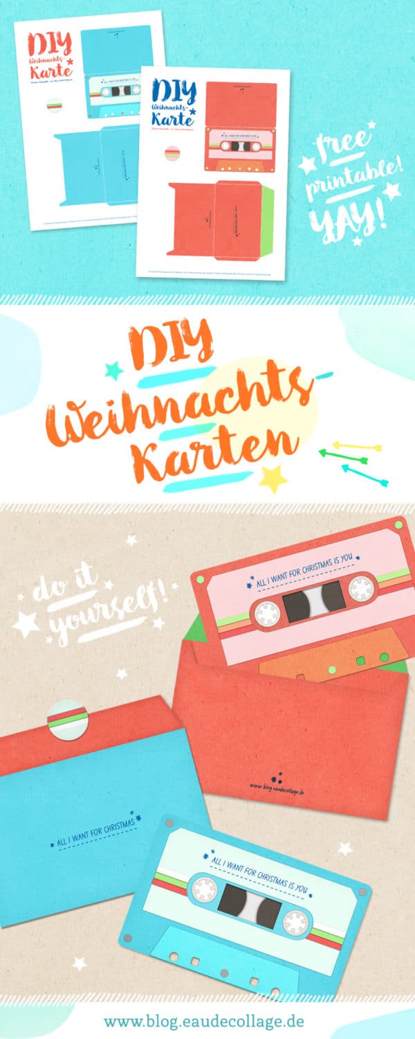 DIY WEIHNACHTSKARTE RETRO-KASSETTE *FREE PRINTABLE*