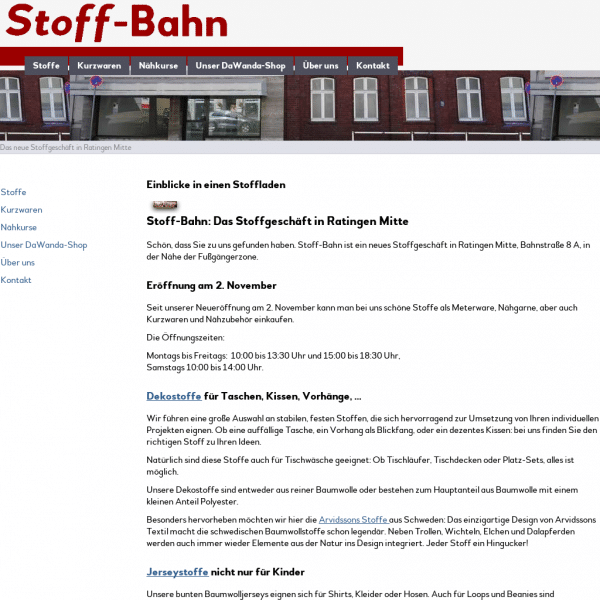 Stoff-Bahn: Das neue Stoffgeschäft in Ratingen Mitte