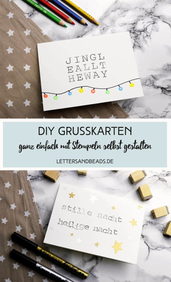 Grußkarten mit Stempeln zu Weihnachten