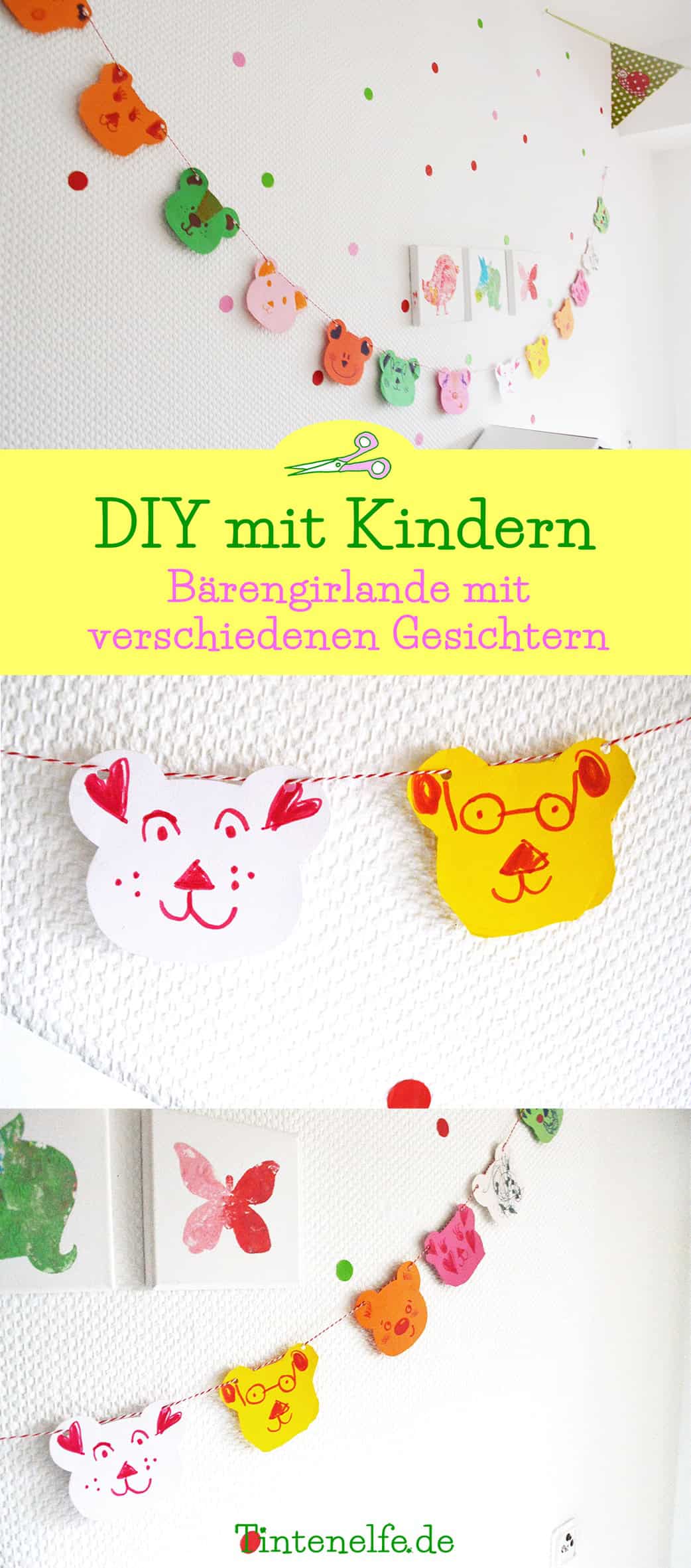DIY mit Kindern – Bärengirlande mit verschiedenen Gesichtern