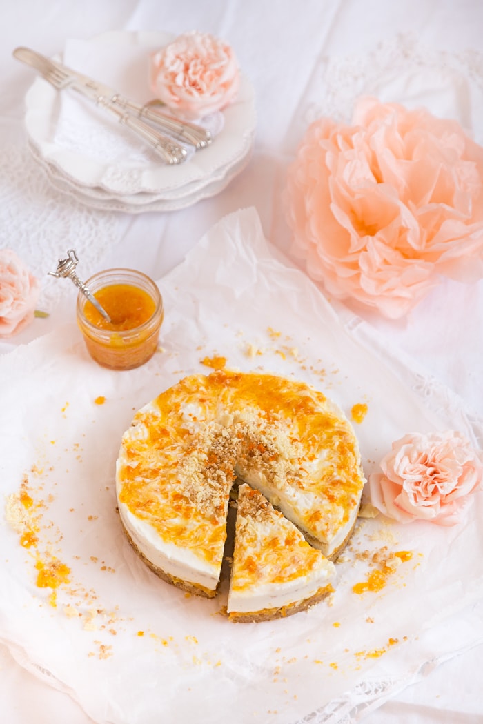 „Käsekuchen auf Schokoladen-Knusperboden & Mandarinenmarmelade!“