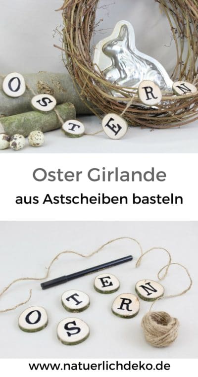 Natürliche Ostergirlande aus Astscheiben