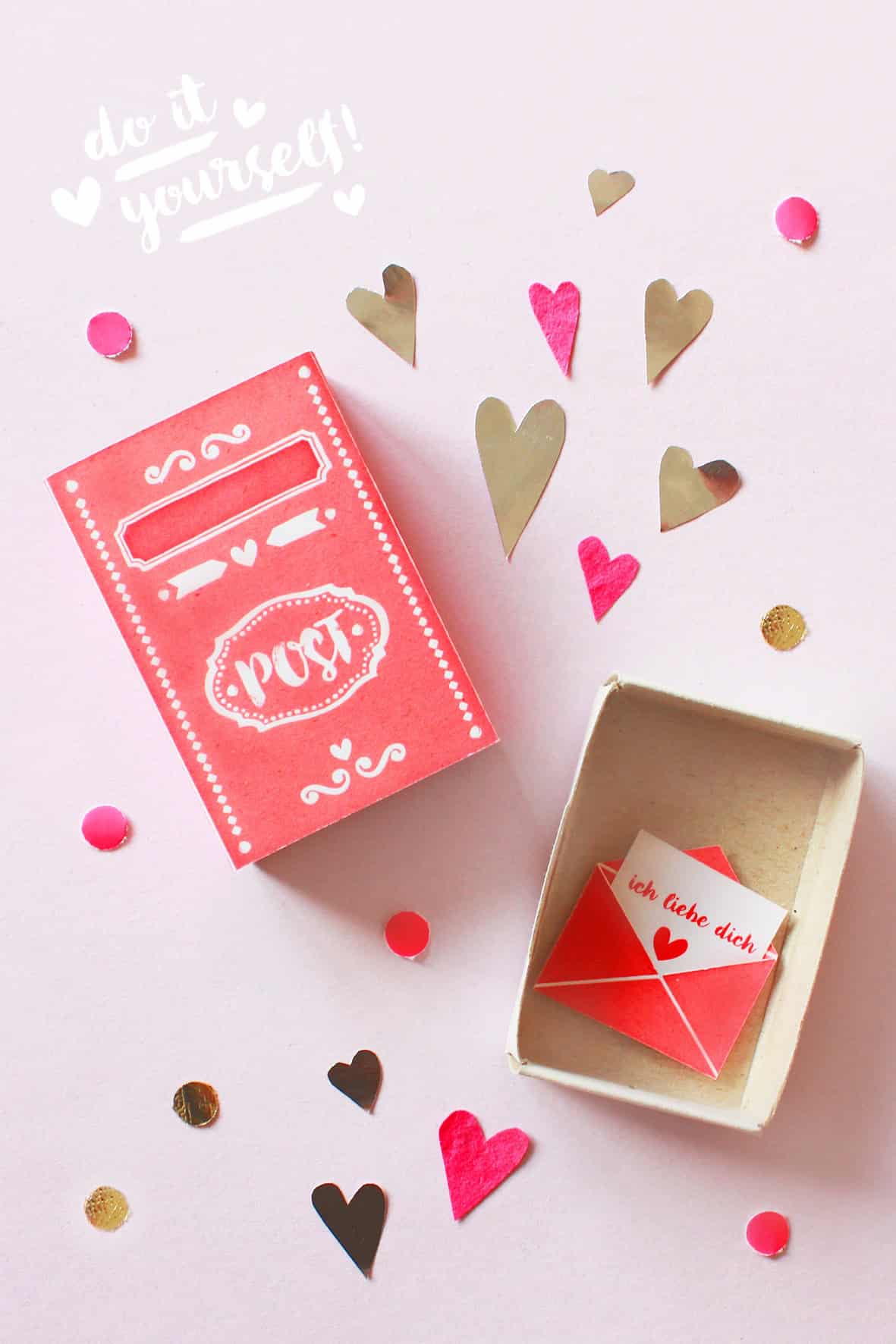 DIY Streichholzschachtel zum Valentinstag basteln *FREE PRINTABLE*