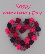 Valentinstags-Herz aus gehäkelten Rosen