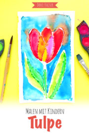 Malen mit Kindern: Tulpe aus Leim und Wasserfarben