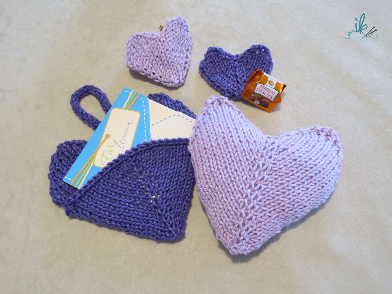 Herzen für den Muttertag stricken