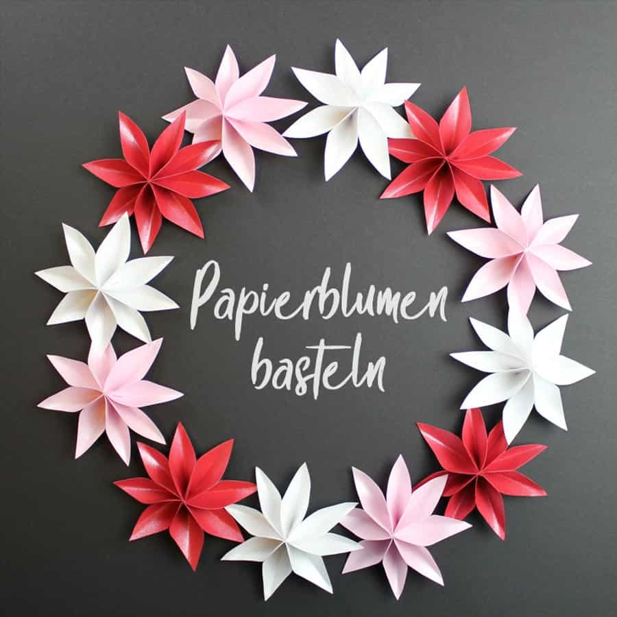 Blumenschmuck auf Papierblumen basteln [Bastelvorlage & Plotterfreebie]