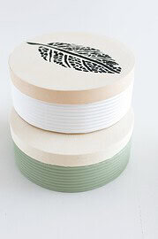 Upcycling Idee: Spanschachteln schablonieren