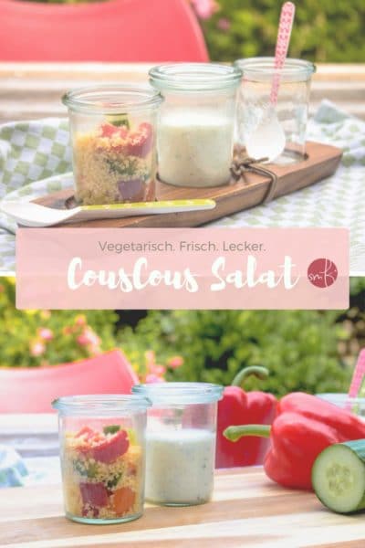 Vegetarisch: Couscous Salat mit Joghurt-Dip