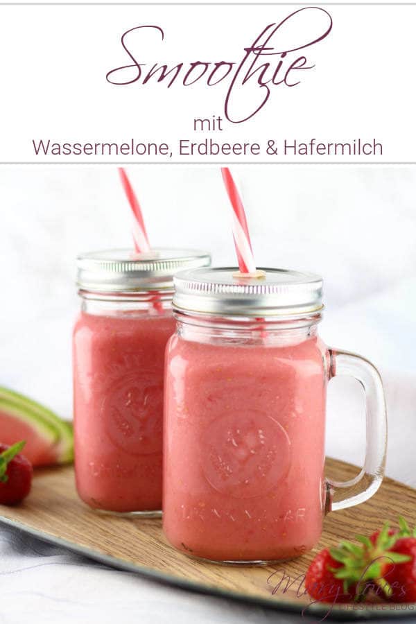 Cremiger Wassermelonen-Erdbeer-Smoothie mit Hafermilch