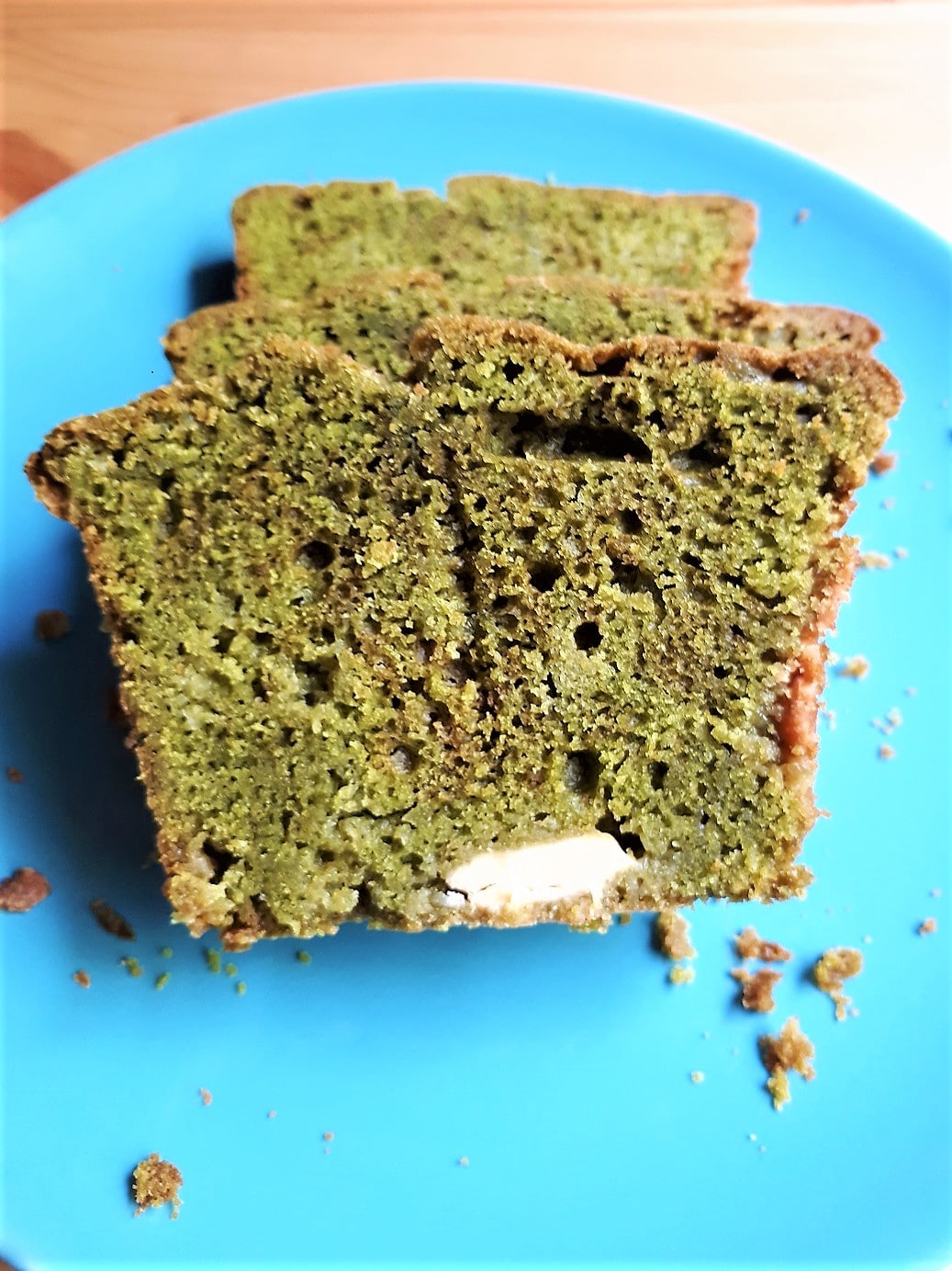 Matcha Kuchen mit weißer Schokolade