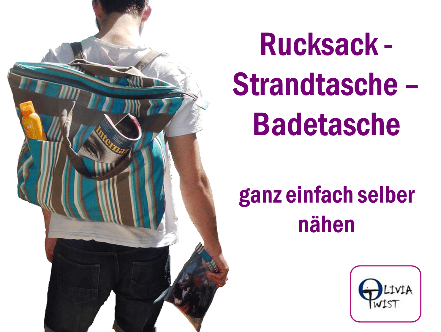 Rucksack –  Strandtasche – Badetasche selber nähen mit kostenlosem Schnittmuster