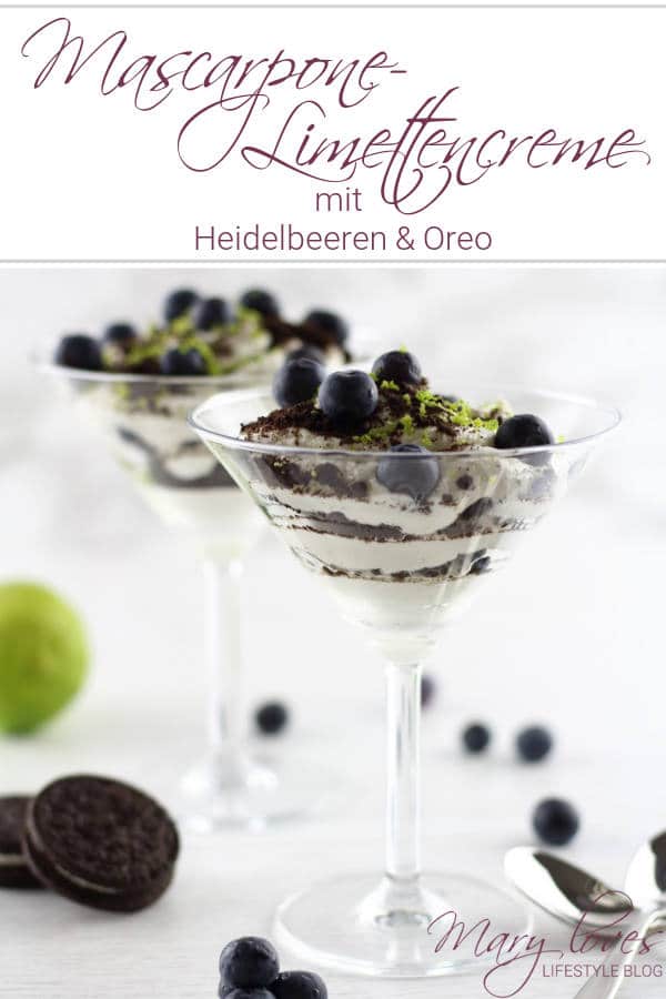 Mascarpone-Limettencreme mit Heidelbeeren & Oreo