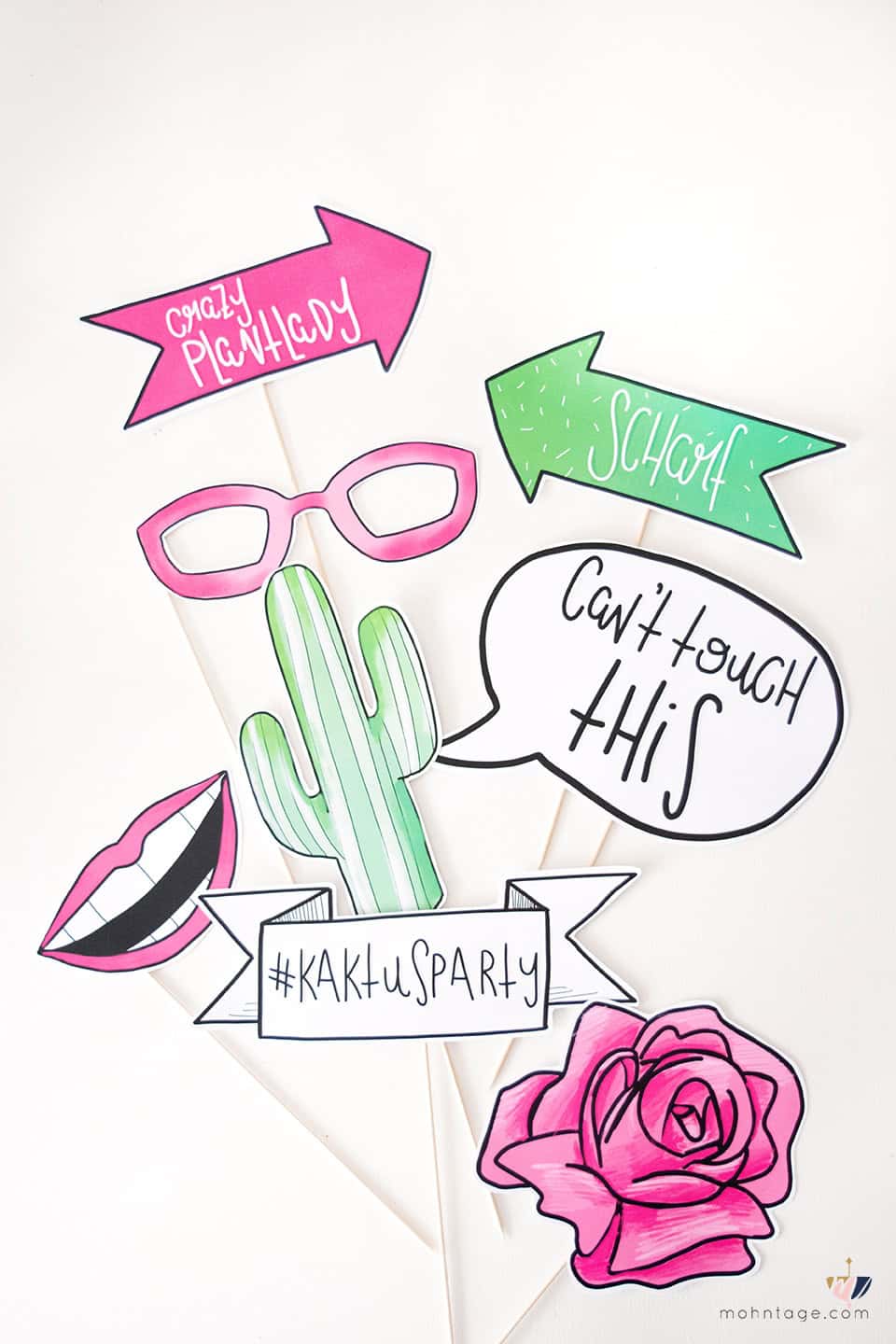 27 Tropical Kaktus Fotobooth Freebies zum Ausdrucken