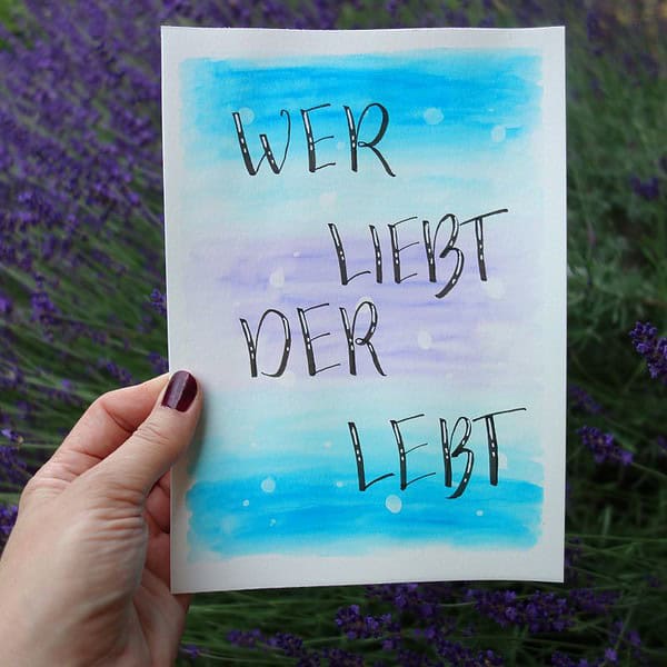 Handlettering - farbiger Hintergrund ohne Aquarellfarben