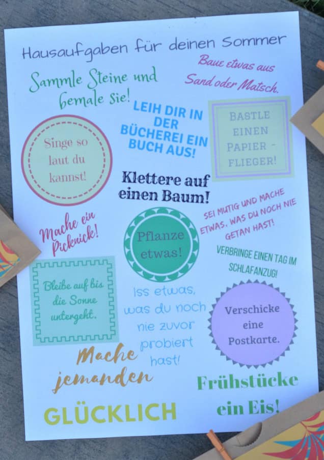 Urlaubswundertüte für Kinder mit Sommerhausaufgaben