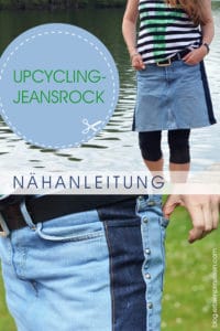 Nähanleitung Upcycling-Jeansrock mit Rallyestreifen