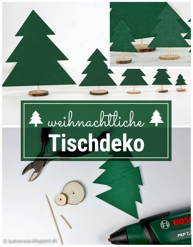 Weihnachtliche Tischdeko mit Holzscheiben